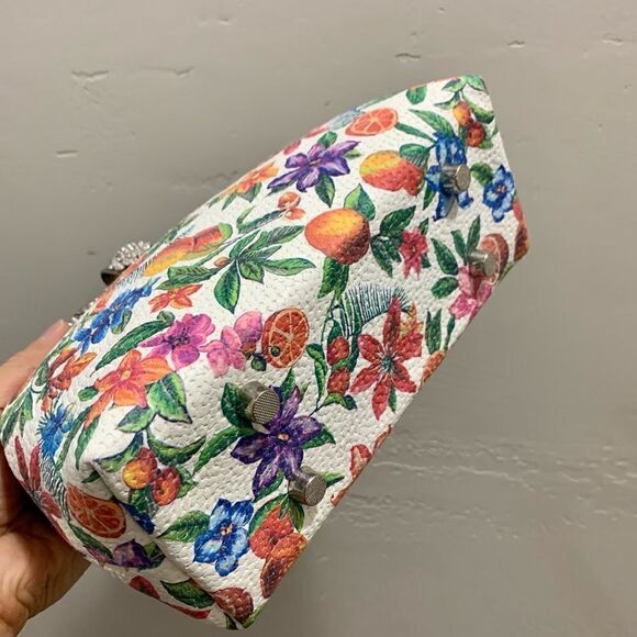 Handmade Genuine Embossed Leather Rhinestone Metal  Frame Handbag & Small Purse - Picture 15 of 16